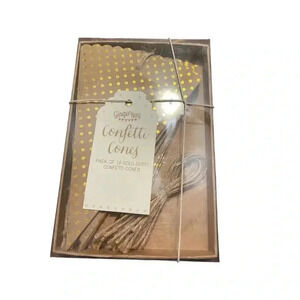 GINGER RAY CONFETTI CONES PACK OF 10 GOLD DOTTY CONFETTI CONES